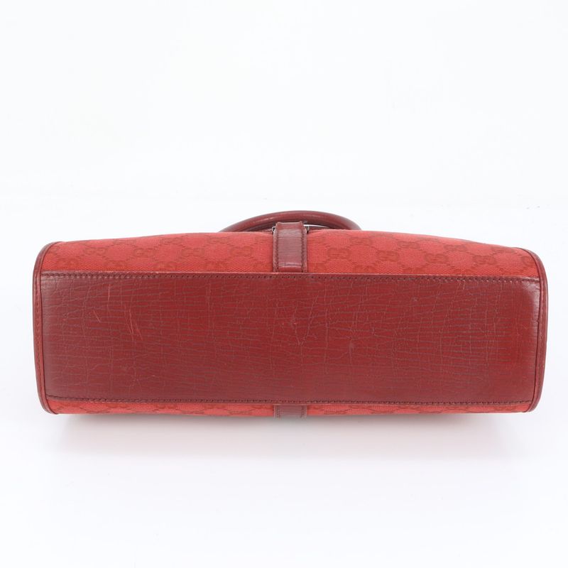 Gucci GG Canvas Jackie Red 01719 Leather Handbag Tote Genuine Leather Women CEM