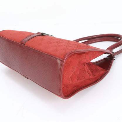 Gucci GG Canvas Jackie Red 01719 Leather Handbag Tote Genuine Leather Women CEM