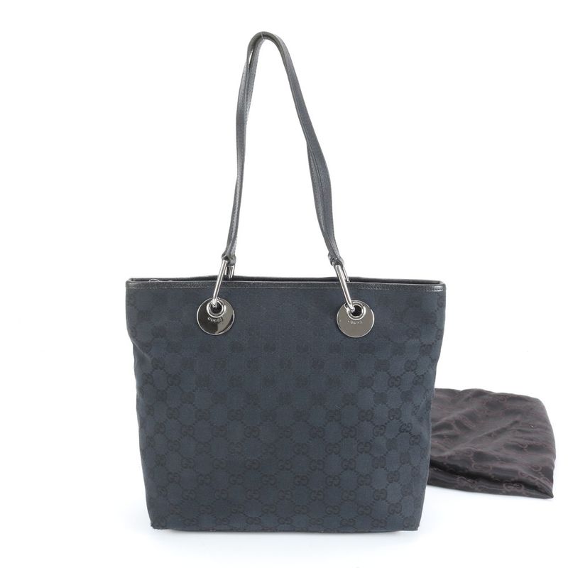 Gucci GG Canvas 139552 Leather Tote Bag Shoulder Hand Black Women's CEM Cz24-2