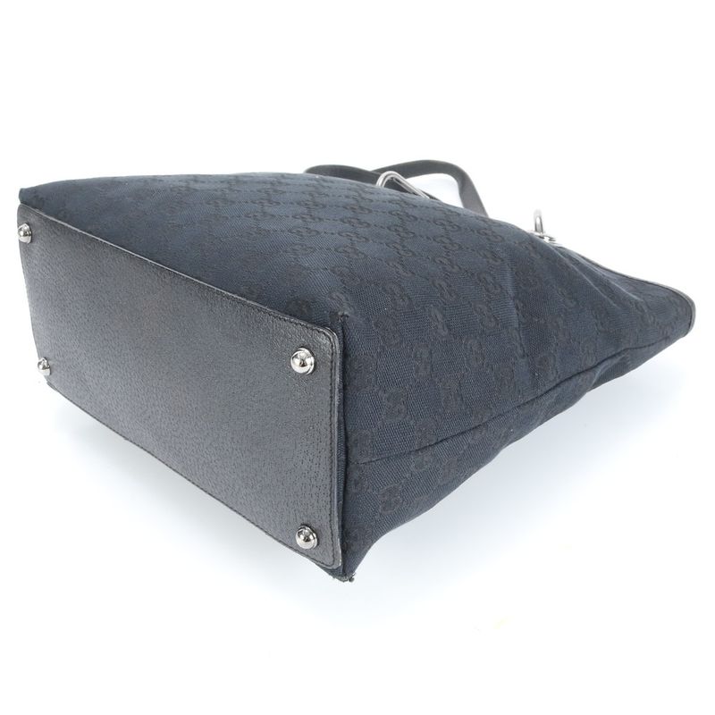 Gucci GG Canvas 139552 Leather Tote Bag Shoulder Hand Black Women's CEM Cz24-2