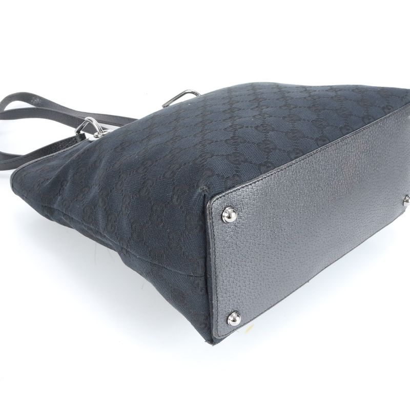 Gucci GG Canvas 139552 Leather Tote Bag Shoulder Hand Black Women's CEM Cz24-2