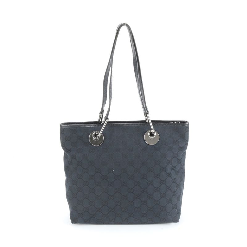 Gucci GG Canvas 139552 Leather Tote Bag Shoulder Hand Black Women's CEM Cz24-2