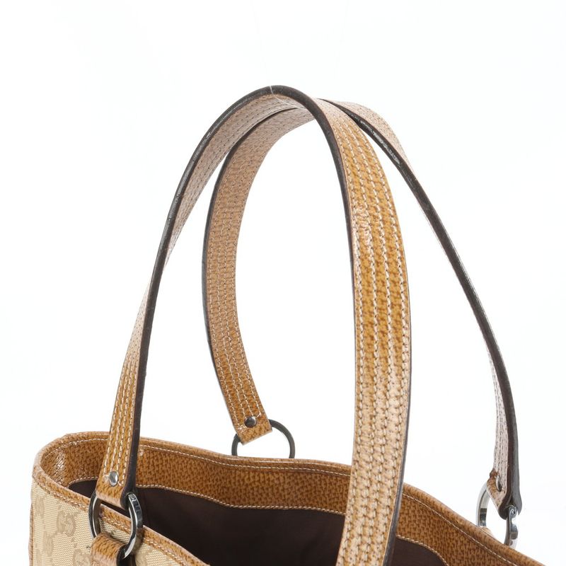 Gucci GG Canvas 113017 Leather Tote Bag Shoulder Hand Brown A4 Ladies REM Cz19-6