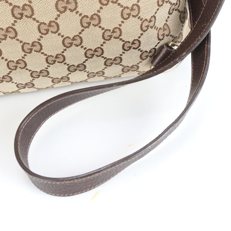 Gucci GG Canvas 131326 Leather Shoulder Bag Crossbody Messenger Commuter Brown