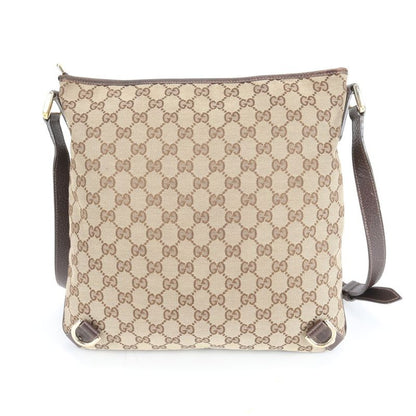 Gucci GG Canvas 131326 Leather Shoulder Bag Crossbody Messenger Commuter Brown
