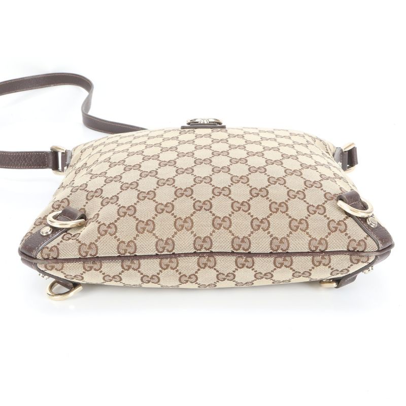 Gucci GG Canvas 131326 Leather Shoulder Bag Crossbody Messenger Commuter Brown
