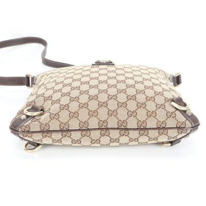Gucci GG Canvas 131326 Leather Shoulder Bag Crossbody Messenger Commuter Brown
