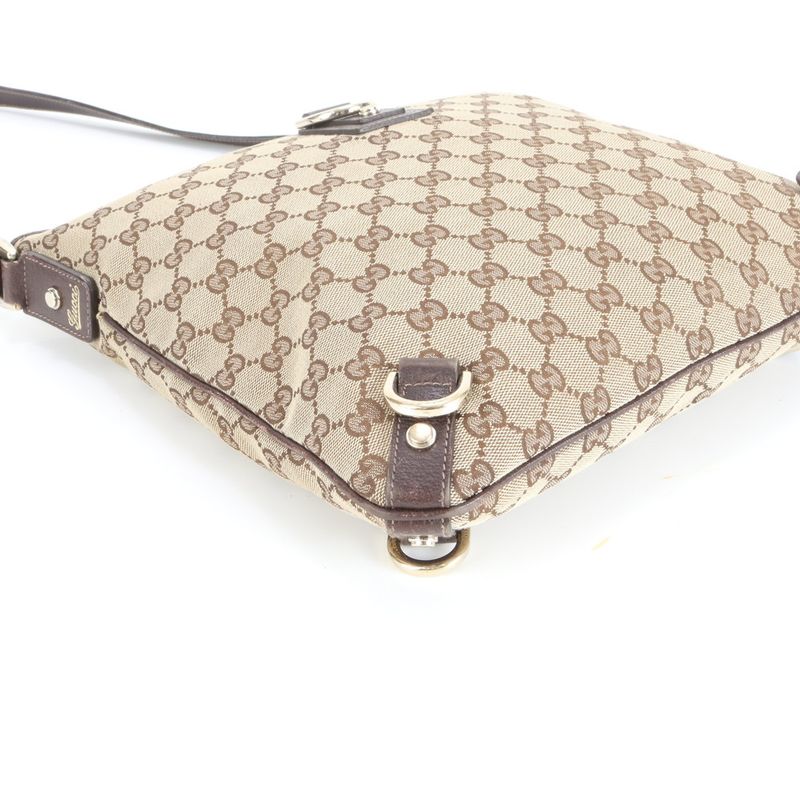 Gucci GG Canvas 131326 Leather Shoulder Bag Crossbody Messenger Commuter Brown