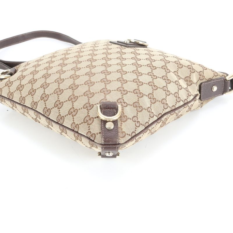 Gucci GG Canvas 131326 Leather Shoulder Bag Crossbody Messenger Commuter Brown