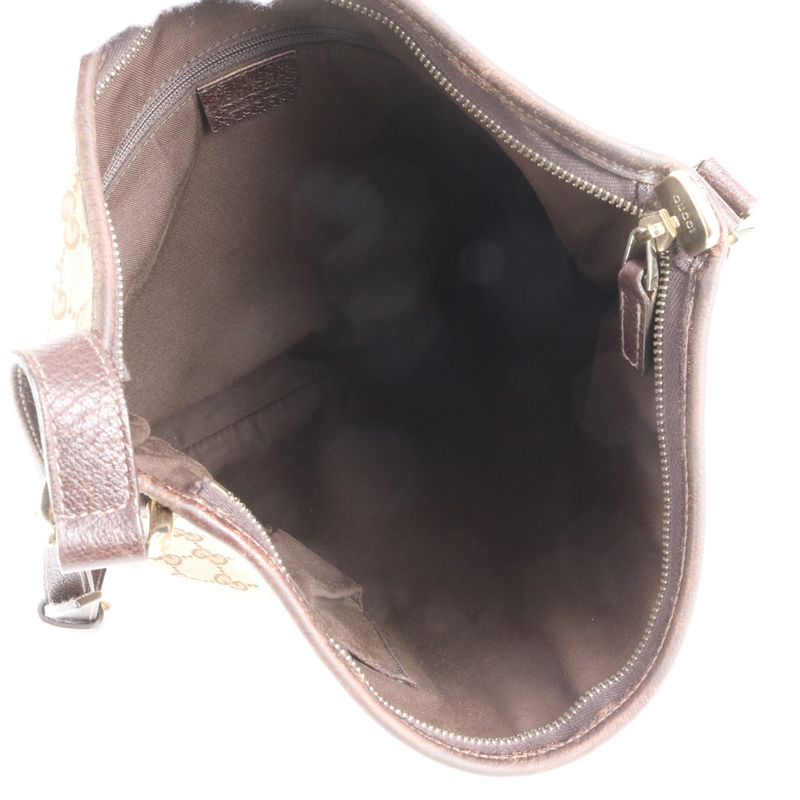 Gucci GG Canvas 131326 Leather Shoulder Bag Crossbody Messenger Commuter Brown