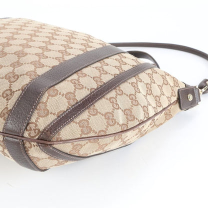 Gucci GG Canvas 130734 Leather 2WAY Tote Bag Shoulder Hand Brown A4 Ladies REM