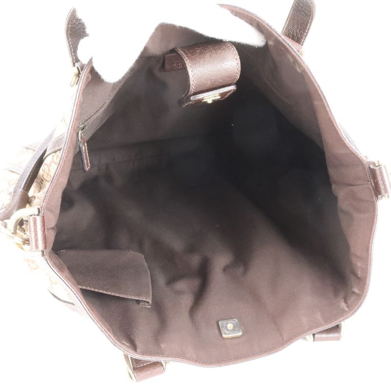Gucci GG Canvas 130734 Leather 2WAY Tote Bag Shoulder Hand Brown A4 Ladies REM