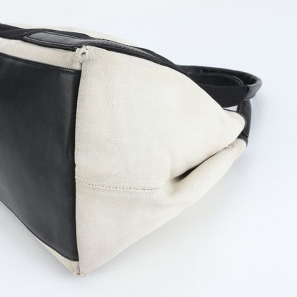 Balenciaga Navy Cabas S 339933 Leather Canvas Tote Bag Shoulder Hand Women's