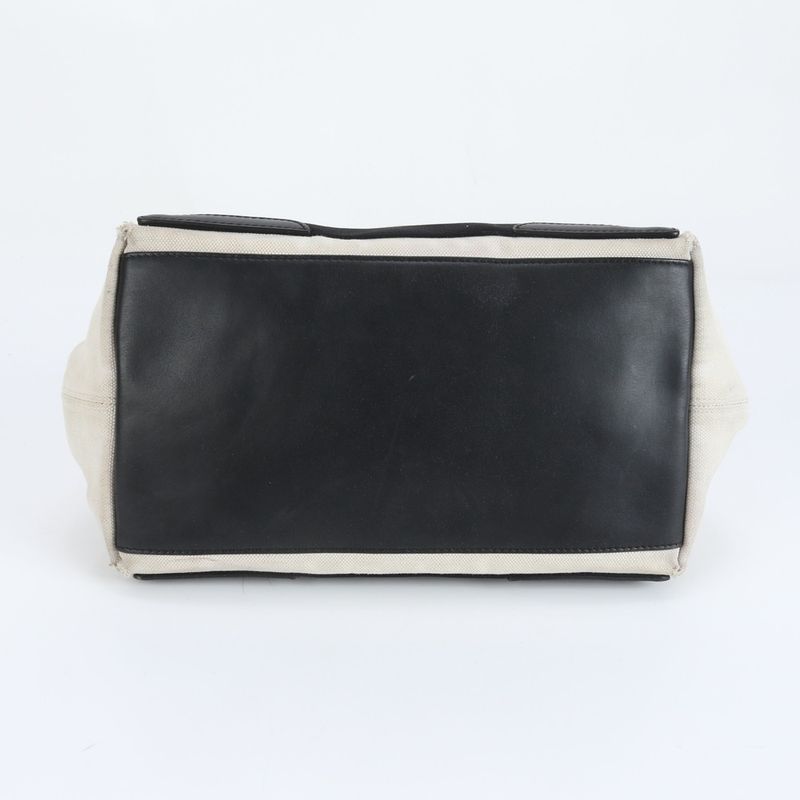 Balenciaga Navy Cabas S 339933 Leather Canvas Tote Bag Shoulder Hand Women's