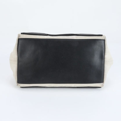 Balenciaga Navy Cabas S 339933 Leather Canvas Tote Bag Shoulder Hand Women's