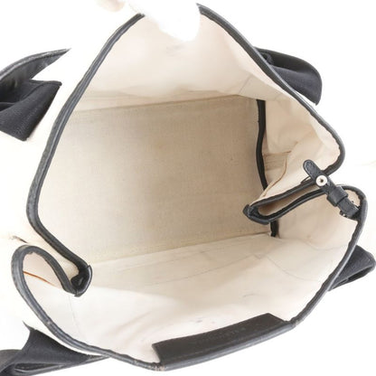 Balenciaga Navy Cabas S 339933 Leather Canvas Tote Bag Shoulder Hand Women's