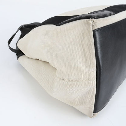 Balenciaga Navy Cabas S 339933 Leather Canvas Tote Bag Shoulder Hand Women's