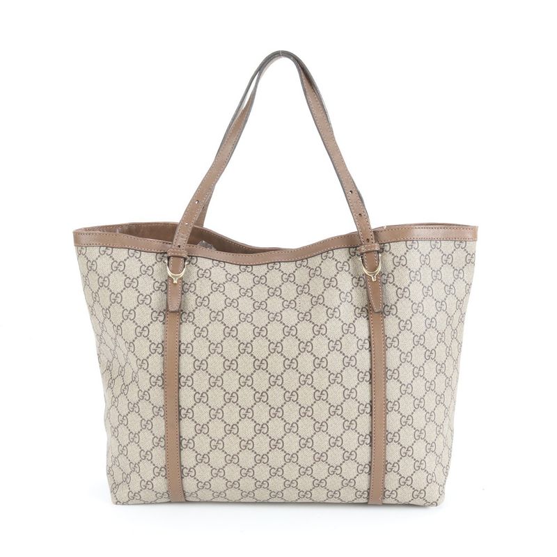 Gucci GG Supreme 309613 Leather Tote Bag Shoulder Hand Brown A4 Ladies REM
