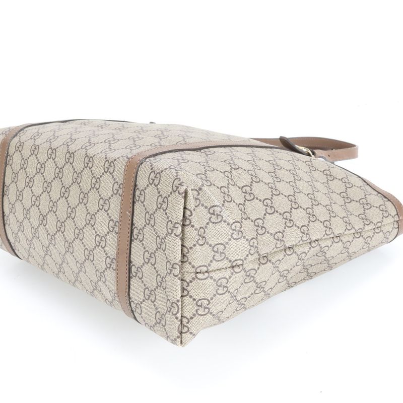 Gucci GG Supreme 309613 Leather Tote Bag Shoulder Hand Brown A4 Ladies REM