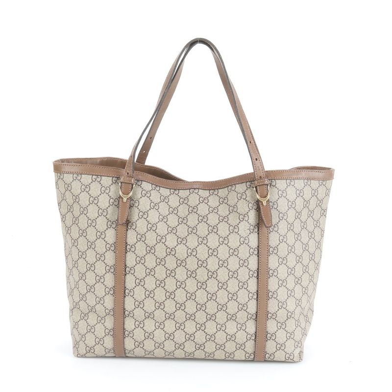 Gucci GG Supreme 309613 Leather Tote Bag Shoulder Hand Brown A4 Ladies REM