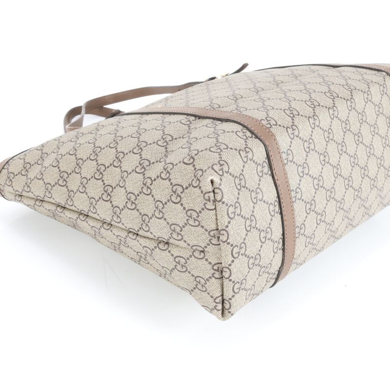 Gucci GG Supreme 309613 Leather Tote Bag Shoulder Hand Brown A4 Ladies REM