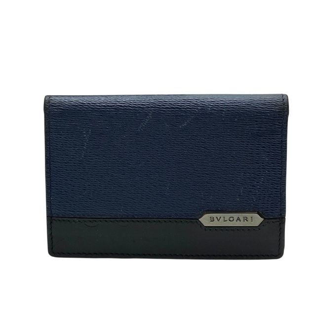 Bulgari 284224 Serpenti Fold Card Case Pass Case Business Card Holder Logo Navy