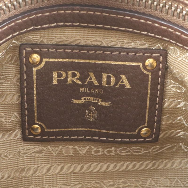 Prada Logo Jacquard Leather Canvas Shoulder Bag Crossbody Hand Genuine Leather