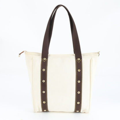 Louis Vuitton Antigua Cabas MM Ecru Leather Tote Bag Shoulder Hand Women's REM