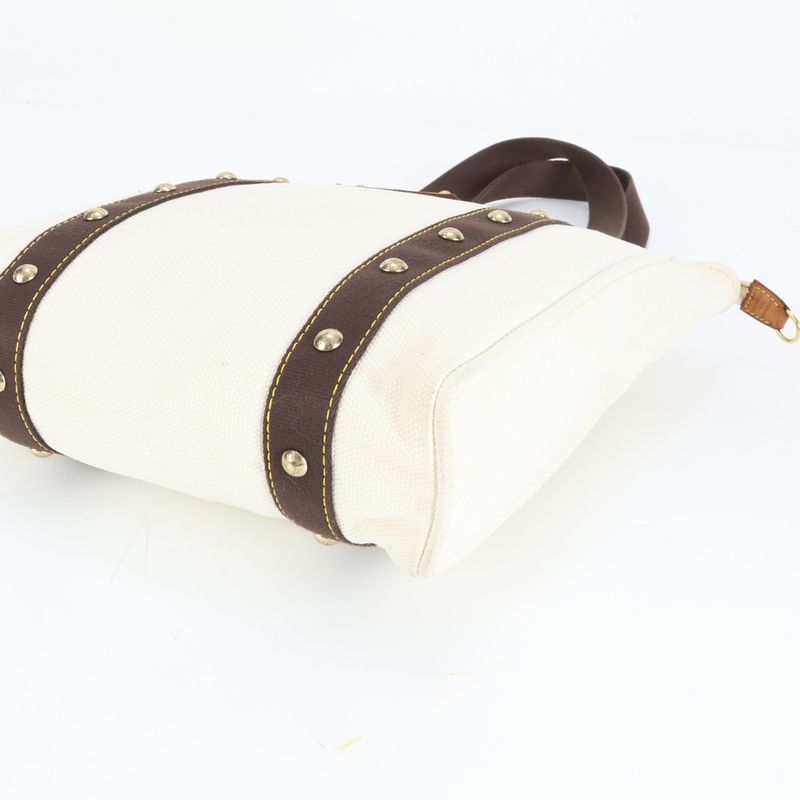 Louis Vuitton Antigua Cabas MM Ecru Leather Tote Bag Shoulder Hand Women's REM