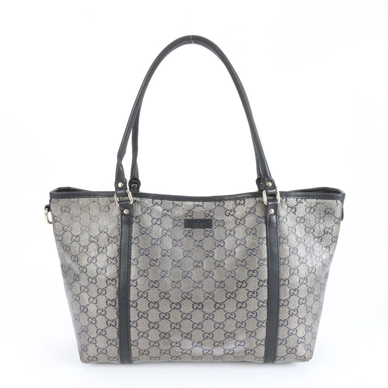 Gucci GG Canvas 197953 Leather Tote Bag Shoulder Hand Genuine Leather Black A4