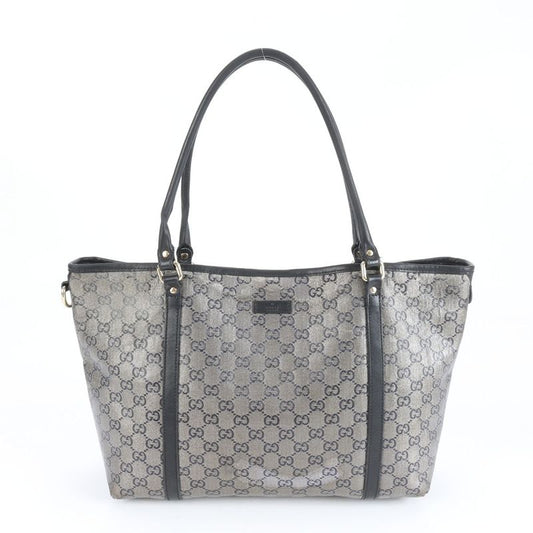 Gucci GG Canvas 197953 Leather Tote Bag Shoulder Hand Genuine Leather Black A4