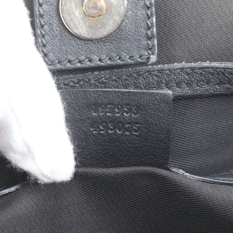 Gucci GG Canvas 197953 Leather Tote Bag Shoulder Hand Genuine Leather Black A4