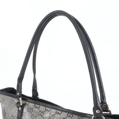 Gucci GG Canvas 197953 Leather Tote Bag Shoulder Hand Genuine Leather Black A4