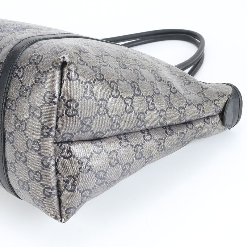 Gucci GG Canvas 197953 Leather Tote Bag Shoulder Hand Genuine Leather Black A4