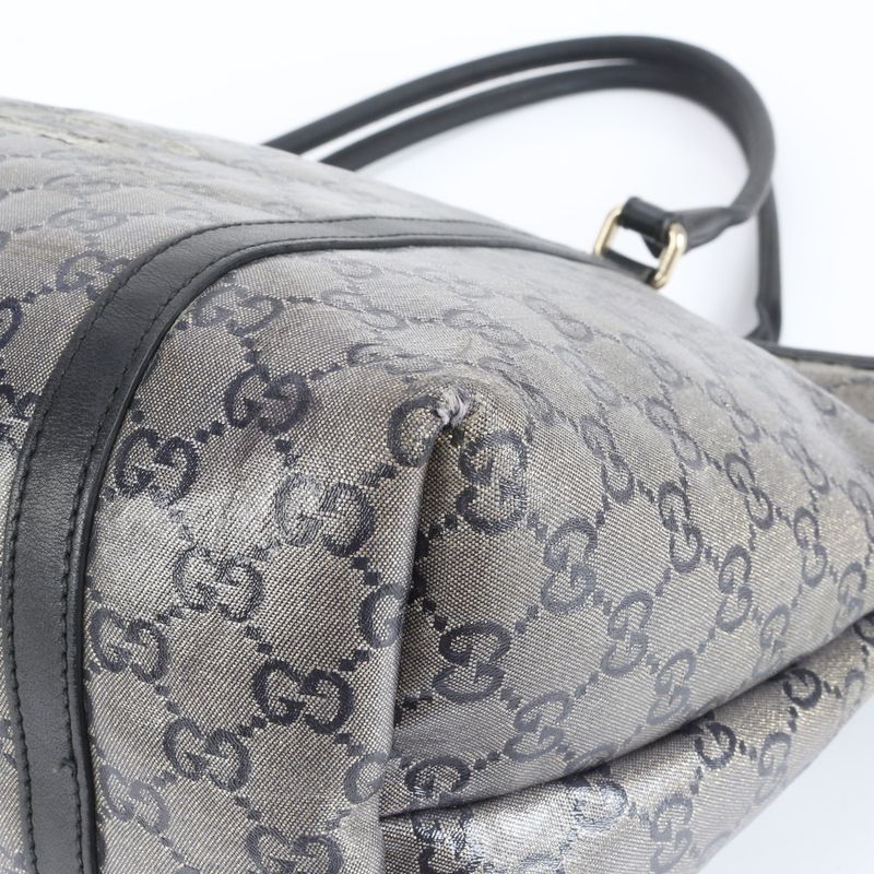 Gucci GG Canvas 197953 Leather Tote Bag Shoulder Hand Genuine Leather Black A4