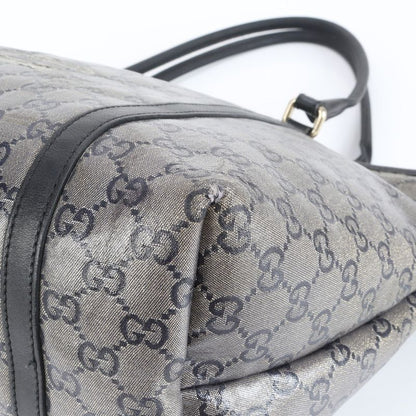 Gucci GG Canvas 197953 Leather Tote Bag Shoulder Hand Genuine Leather Black A4