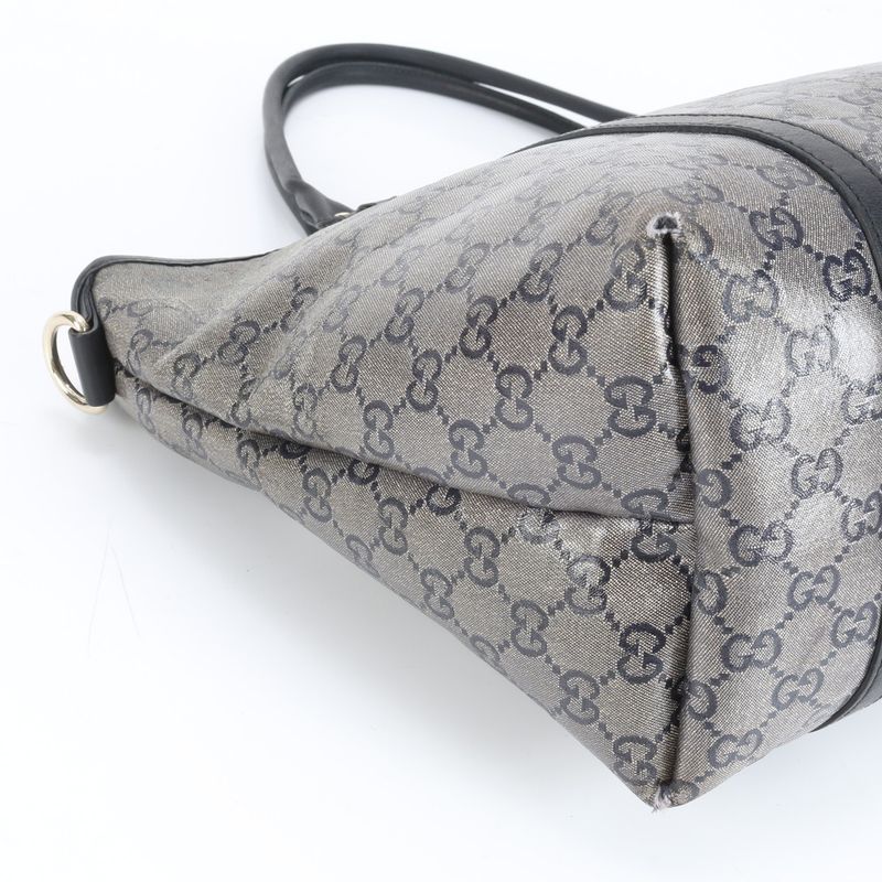 Gucci GG Canvas 197953 Leather Tote Bag Shoulder Hand Genuine Leather Black A4