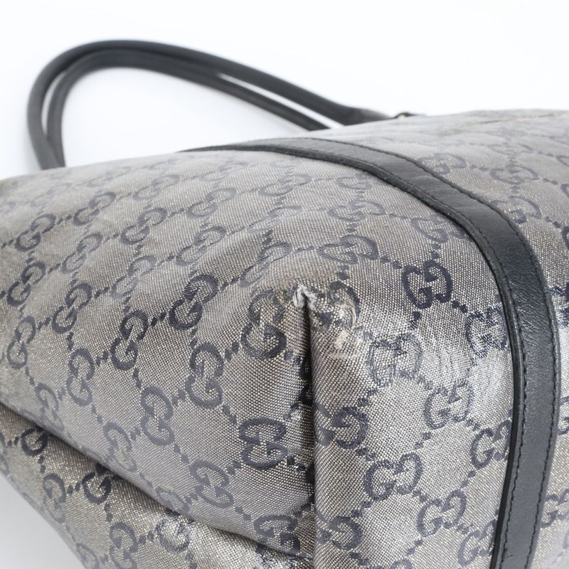 Gucci GG Canvas 197953 Leather Tote Bag Shoulder Hand Genuine Leather Black A4