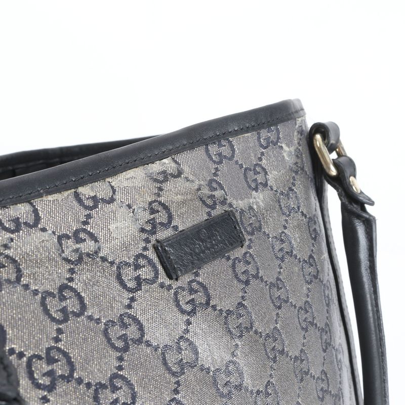 Gucci GG Canvas 197953 Leather Tote Bag Shoulder Hand Genuine Leather Black A4