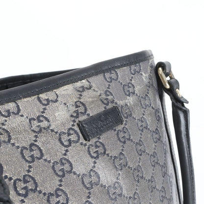Gucci GG Canvas 197953 Leather Tote Bag Shoulder Hand Genuine Leather Black A4