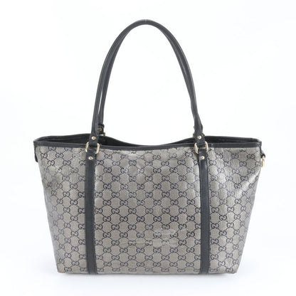 Gucci GG Canvas 197953 Leather Tote Bag Shoulder Hand Genuine Leather Black A4