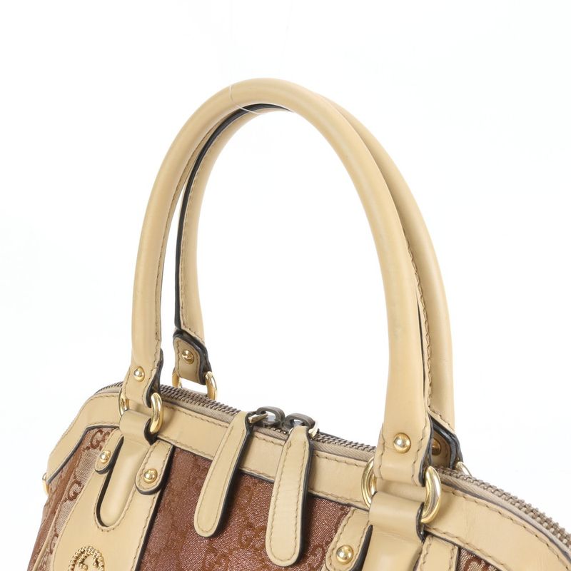 Gucci GG Canvas Scarlet 282299 Leather Tote Bag Shoulder Hand Brown Women's REM