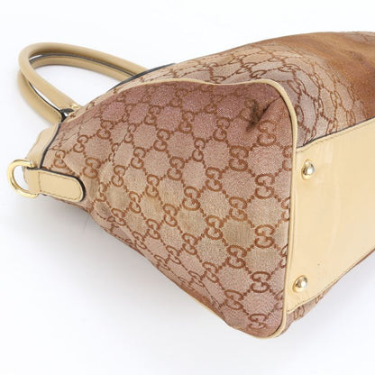 Gucci GG Canvas Scarlet 282299 Leather Tote Bag Shoulder Hand Brown Women's REM