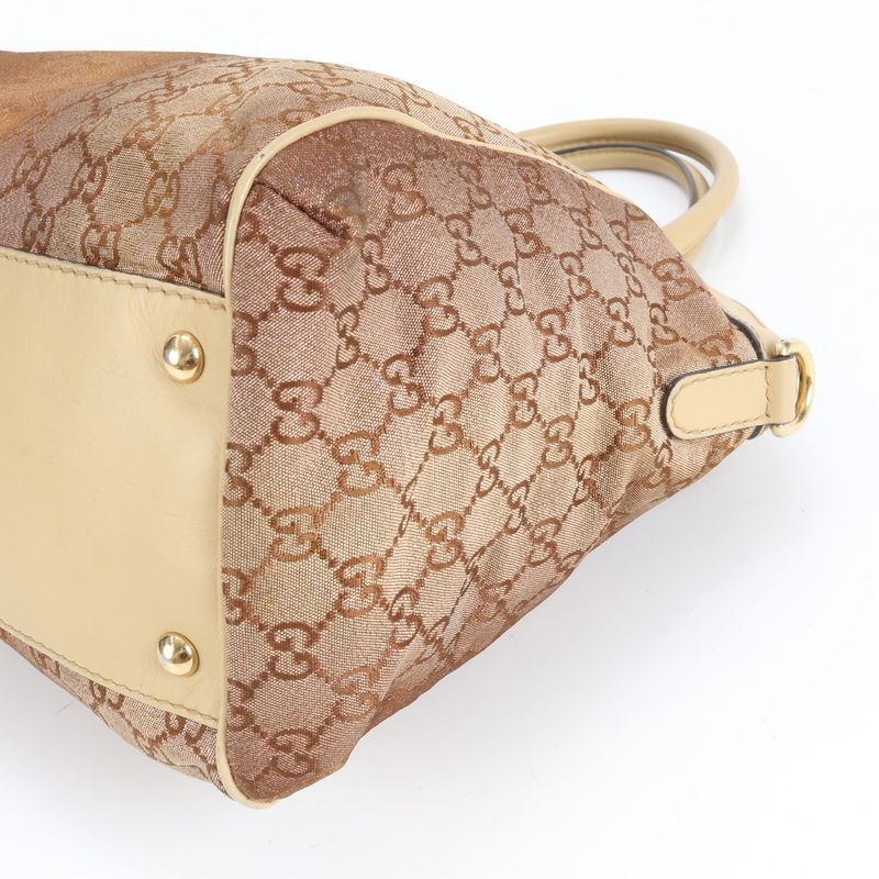 Gucci GG Canvas Scarlet 282299 Leather Tote Bag Shoulder Hand Brown Women's REM