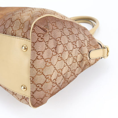 Gucci GG Canvas Scarlet 282299 Leather Tote Bag Shoulder Hand Brown Women's REM