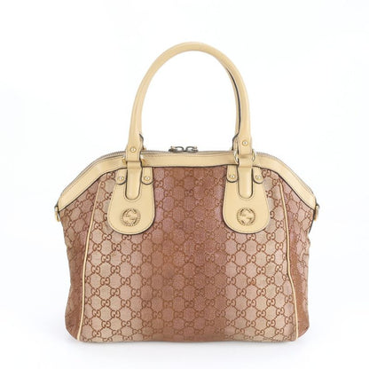 Gucci GG Canvas Scarlet 282299 Leather Tote Bag Shoulder Hand Brown Women's REM