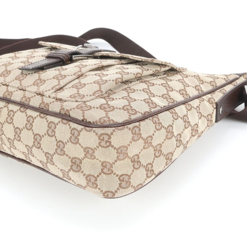 Gucci GG Canvas 114272 Leather Shoulder Bag Crossbody Messenger Genuine Leather