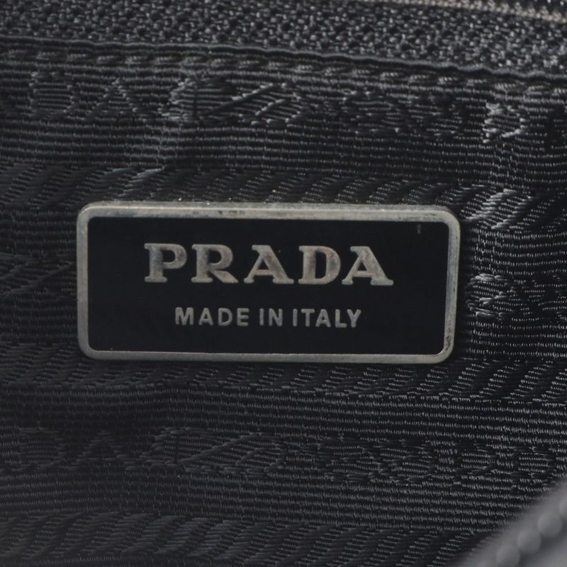 Prada Tessuto Nylon Triangle Logo Leather X Nylon Shoulder Bag Crossbody Black