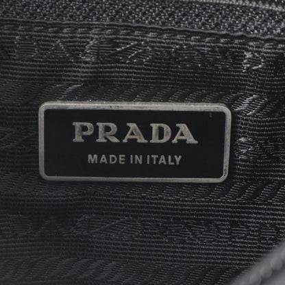 Prada Tessuto Nylon Triangle Logo Leather X Nylon Shoulder Bag Crossbody Black