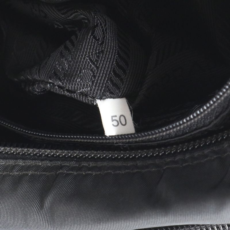 Prada Tessuto Nylon Triangle Logo Leather X Nylon Shoulder Bag Crossbody Black